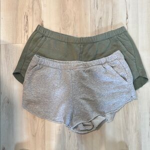 Aerie Athletic Shorts Gray and Green Elastic Waistband